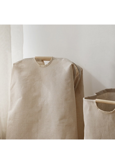 Cbtx Katlanabilir Çamaşır Sepeti Ahşap Saplı Pamuk Keten Depolama Sepeti Boyut L Diğer