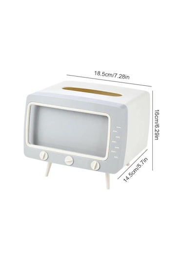 Yuntech01 Retro Tv Desenli Çift Fonksiyonlu Peçete Tutucu İle Telefon Tutucu - Ev Ve Ofis İçin Pratik Dekor Aksesuarı Beyaz