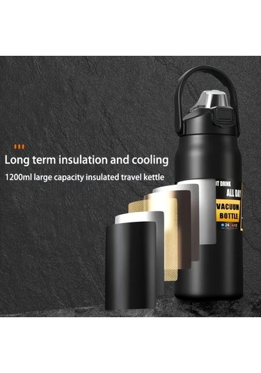 Willowhaven 1500ml Mavi Paslanmaz Çelik Termos Çift Kapaklı Seyahat Bardağı Sıcak Soğuk İçecek mavi