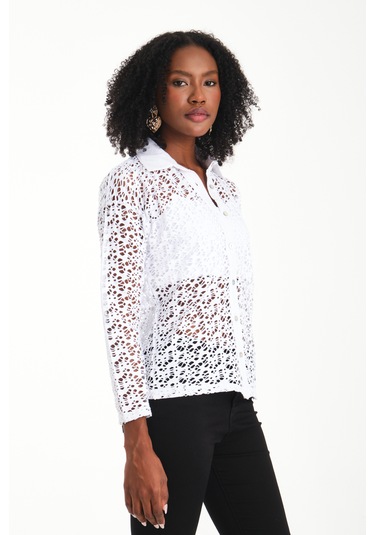 By Papi Dantel Gömlek Beyaz