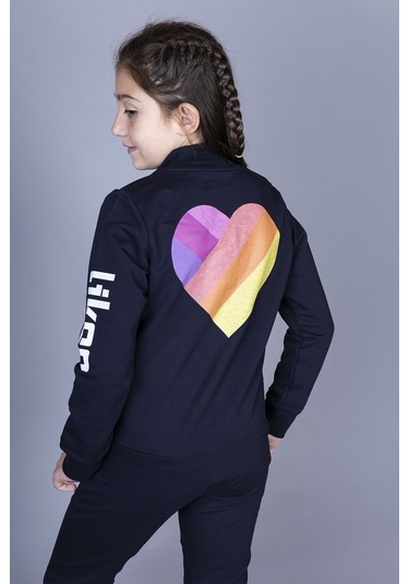 Toontoy Kız Çocuk Likee Baskılı Takım Lacivert