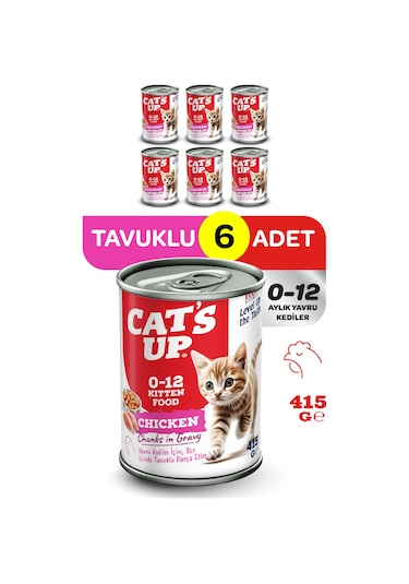 Cats Up Yaş Yavru Kedi Maması Tavuklu 415gr 6lı