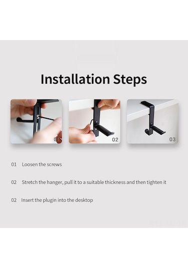 Ximistore9 Metal Kulaklık Tutucu, Açısı Ayarlanabilir, Kayma Engeli, Masa Üstü Klemeli, Tümleşik Metal Yapı, Siyah