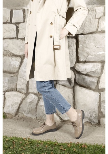 Gön Vizon Antik Bağcıklı Hakiki Deri Oxford Ayakkabı vizon