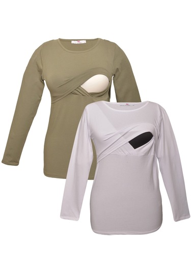 Luvmabelly Myra2707 2708 Emzirme Tshirt Seti-haki