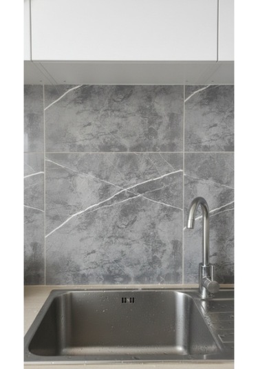 Büro Ev Ofis Dekoru İçin 30x30cm Mermer Desenli Antrasit Duvar Sticker Diğer