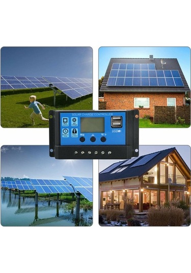 Electric Güneş Şarj Kontrol Cihazı 10a Lcd Ekran, 12v/24v Pwm Akü Regülatörü, Usb Bağlantılı