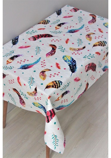 Astarlı Silinebilir Pvc Muşamba Masa Örtüsü Renkli Tüylü - 1125-1tyl-beyaz