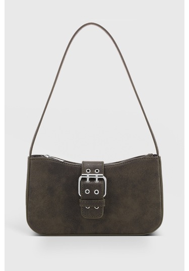 Kadın Vintage Görünüm Haki Tokalı Omuz Çantası 268 Haki