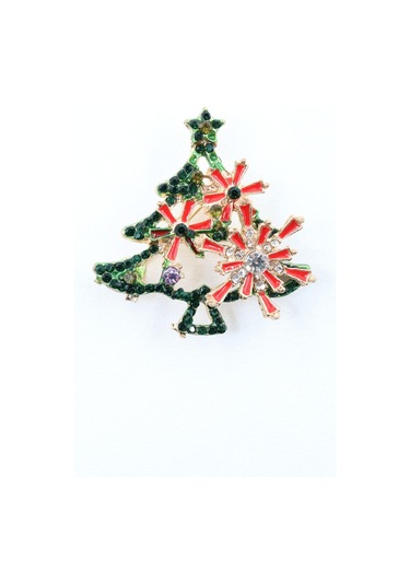 Zirkon Taşlı Cam Ağacı Broş. Yaka İğnesi Çam Ağacı Broş. Kadın Broş, Erkek Broş. Çam Ağacı Broş. Çok Renkli