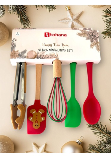 Vanilinkitchen Happy New Year Silikon Mini Mutfak Seti - 5 Parça Çok Renkli