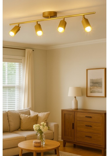 Spoti 4'lü Eskitme Renk Gün Işığı Modern Tasarım Salon - Mutfak - Banyo Spot Ledli Sıralı Avize Eskitme