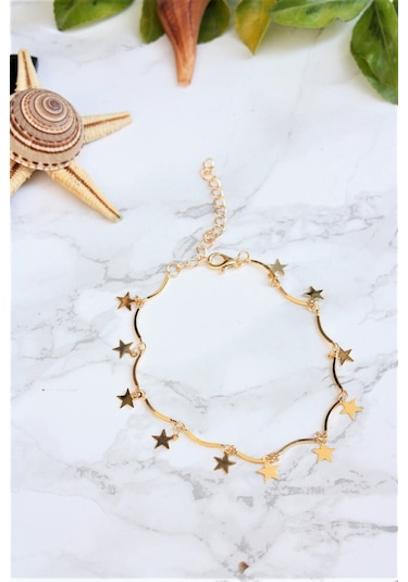 X-Ladyaccessories Gold Kaplama Yıldız Motifli Halhal Altın