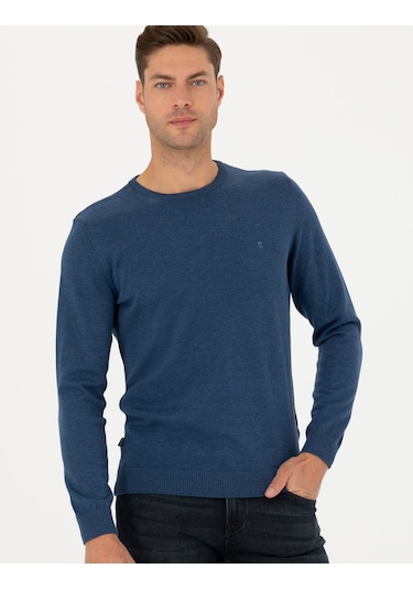 Pierre Cardin Erkek İndigo Melanj Triko Kazak 50270179-vr155 İndigo Melanj