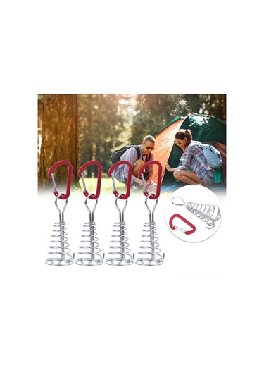 Qingmipy Dış Mekan Kamp Tenteği, Güneş Örtüsü, Platform Sabitleme İçin Paslanmaz Çelik Yaylı Çivi Kanca Aksesuarı 4 Adet Diğer