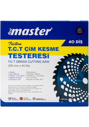 Master 504965 T.c.t Elmaslı Çim Kesme Daire Testeresi 255 Mm 40 Diş