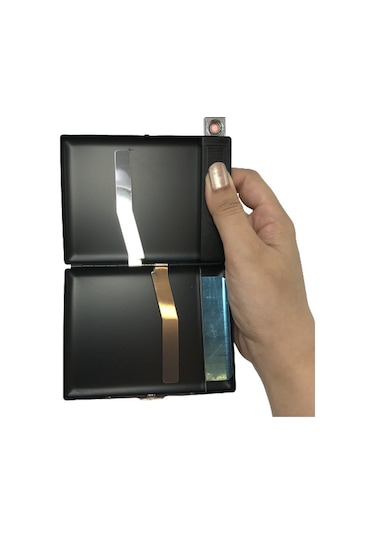 Usb Şarjlı Metal Çakmaklı Kısa Sigara  Tabakası
