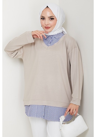 Gömlek Yaka Oysho Tunik 1612 - Taş Taş