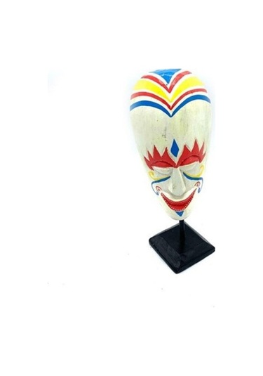 Stantlı Beyaz Mask Totem El Yapımı 30 Cm