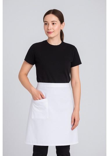 Kadın Belden Bağlamalı Barista Şef Mutfak Önlüğü 60x60 Cm Beyaz