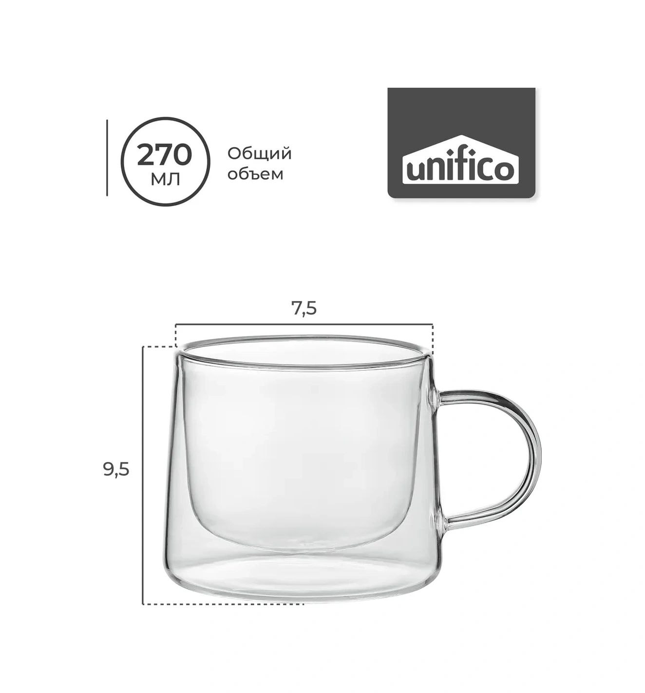 Unifico Çift Tabanlı Kupa 270 Ml 2 Adet Kahve İçin 365237744 Beyaz