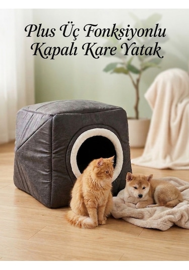 Plus Çok Fonksiyonlu Kedi Köpek Kare Yatak