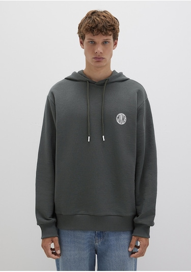 Mavi - Mvjns Logo Baskılı Kapüşonlu Yeşil Sweatshirt 0611786-71598 Yeşil