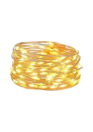 Skycity Müzik Ve Ses Kontrollü Bakır Tel Led Işık Zinciri 10m 100 Işık, 12 Modlu, Akıllı Zamanlayıcı, Uzaktan Kumanda, Sıcak Beyaz, Pillerle Çalışır, Festivite Dekorasyonu Sıcak Beyaz