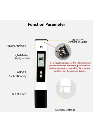 Honeybeeshop Cloud Prime Dijital Ph Metre Kalemi Beyaz 0-14ph Hassas Su Test Cihazi Lcd Ekran