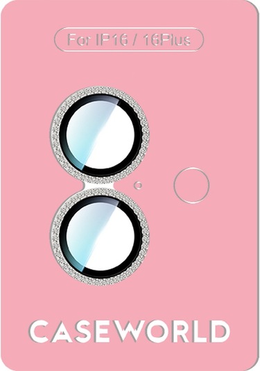 İphone 16 Plus Uyumlu Caseworld Alloy Sparkling Diamond Serisi Taşlı Lens Koruyucu Gümüş