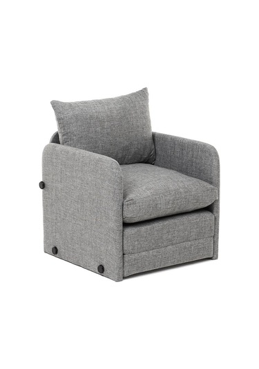 Pafu Saga Tekli Katlanır Yataklı Koltuk Keten Açık Gri