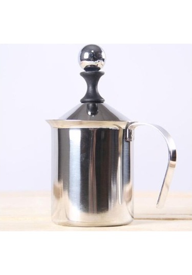 Soulader Manuel Süt Köpürtücü Çift Taraflı Tel Kremalı Süt Köpüğü Yapma Makinesi 400 Ml Paslanmaz Çelik French Press Cappuccino Latte Ekipmanı Gümüş