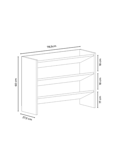 Werna 3 Raflı Ayakkabılık Beyaz - Meşe