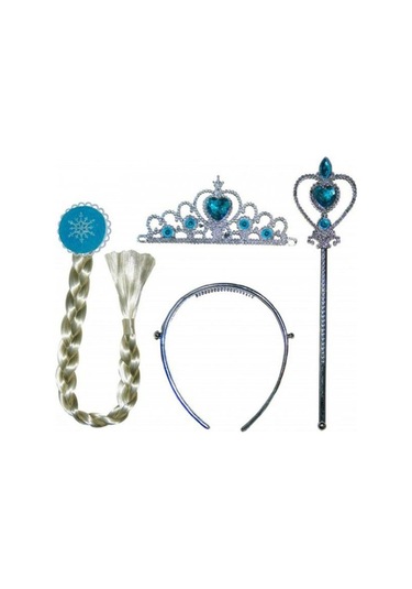 Patiska Nostalji Çocuk Elsa Asa Taç Seti Çok Renkli