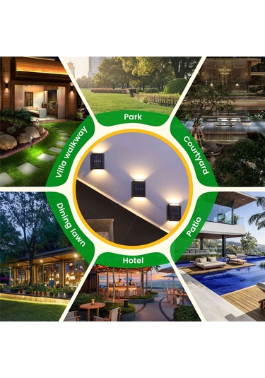 Açık Bahçe Güneş Enerjili Duvar Işıkları Yukarı Ve Aşağı Su Geçirmez Duvar Işıkları, B Siyah