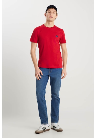 Wrangler Regular Fit Small Logo Kırmızı Erkek T-shirt Mw70md33uu Kırmızı