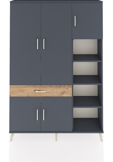 Arges Dolap 10 Raflı Tek Çekmeceli 5 Kapaklı 132x30x195 Antrasit-antrasit/çam Antrasıt/atlas Çam Arges Dolap 10 Raflı Tek Çekmeceli 5 Kapaklı 132x30x195 Antrasit-antrasit/çam Antrasıt/atlas Çam