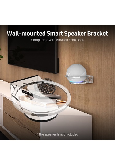 Maiyame Echo Dot 4 Akrilik Ses Sistemi Tutucu - Şeffaf, Kablo Gizleme Özelliği, Kolay Kurulum, Ses Kalitesini Koruyan Duvar Stantı