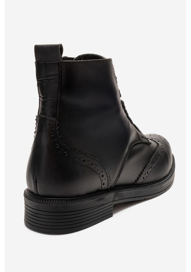 Luvishoes Nelvy Siyah Cilt Hakiki Deri Kadın Bot Siyah