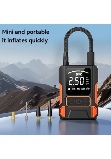 Xuweiwei Taşınabilir Dijital Hava Kompresörü Led Ekranlı Kablolu Kablosuz Çift Amaçlı Şişiriciler Araba Motosiklet Bisiklet Spor Topu