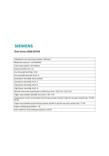 Siemens LC91KWW60 90 CM Duvar Tipi Ankastre Davlumbaz
