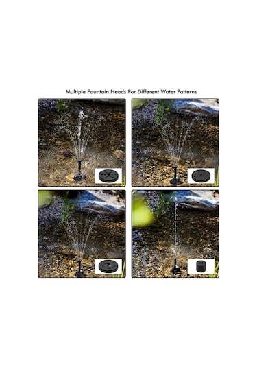 Tongxida 4 Farklı Burnu Güneş Enerjili Fıskiye Pompa - Bahçe, Kuş Havuzu, Akvaryum İçin Su Döngüsü Ve Oksijen Sağlama