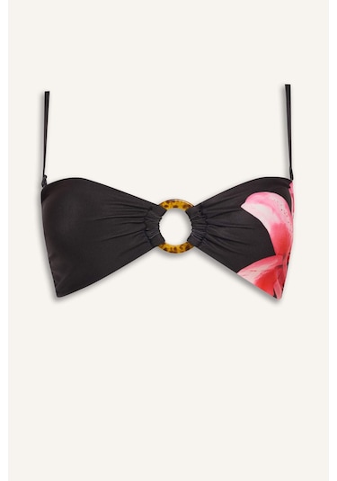Defacto Regular Fıt Çiçekli Siyah Bikini Üstü G5299ax26smbk81 Siyah-bk81