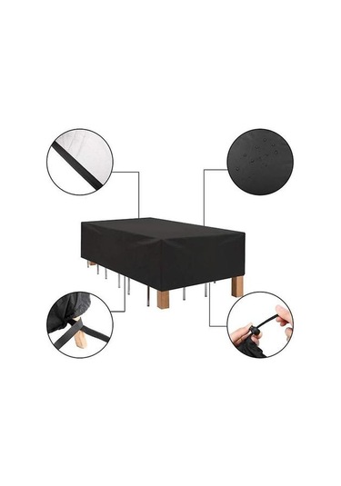 Açık Su Geçirmez Toz Geçirmez Oxford Kapak Bahçe Mobilyaları Veranda Masa Sandalye 213 132 74 Cm Ahşap Desen