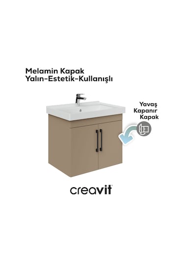 Creavit D20 65 Cm Kapaklı Lavabo Dolabı Dafne Melamin Kapak Diğer