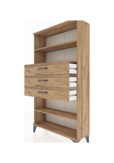 Arges Dolap 3 Raflı 3 Çekmeceli 88x30x163 Çam-çam Atlas Çam
