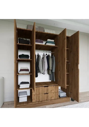 Atlas 4 Kapılı 2 Çekmeceli Gardırop Atlantik Çam