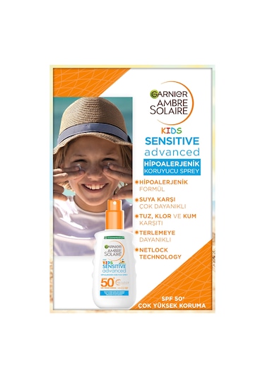 Garnier Ambre Solaire Çocuk Sensitive Advanced Güneş Koruyucu Sprey SPF 50+ 200 ML