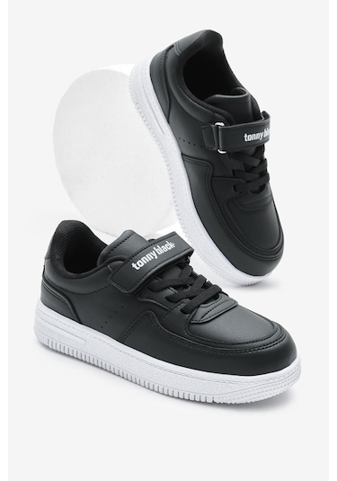 Termo Taban Cırtlı Lastik Bağcıklı Çocuk Unisex Siyah Beyaz Spor Ayakkabı Tbtmkd030 Siyah Beyaz