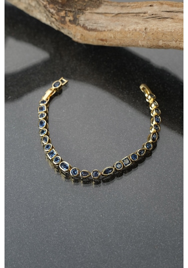 Çildan Womens Gold Özel Tasarım Mavi Taşlı Göz Ve Damla Detaylı K Altın - Gümüş - Rose